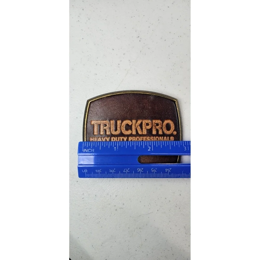 Vintage El Cid Truckpro Heavy Duty Professionals Bronze And‎ Leather Belt Buckle